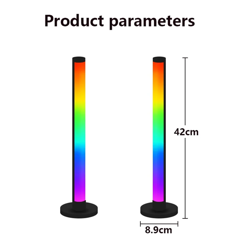 KBB-8 2Pcs Magic RGB Rhythm Pickup Lamp 180 Degree Luminous Desktop Atmosphere Light, Small Size