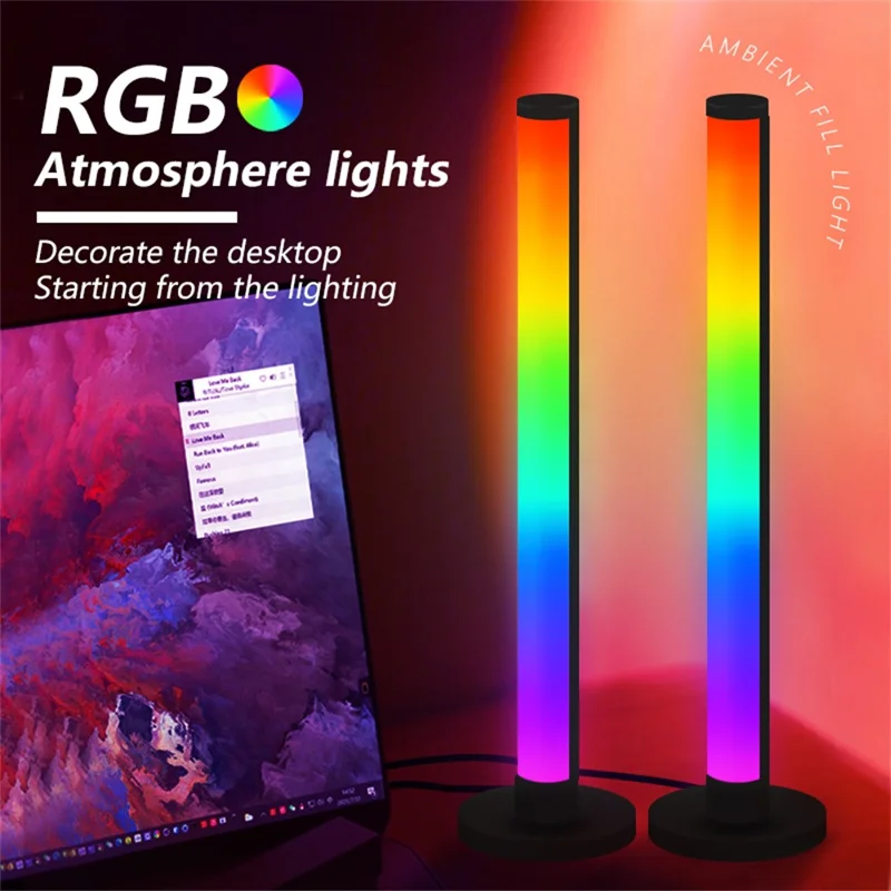 KBB-8 2Pcs Magic RGB Rhythm Pickup Lamp 180 Degree Luminous Desktop Atmosphere Light, Small Size