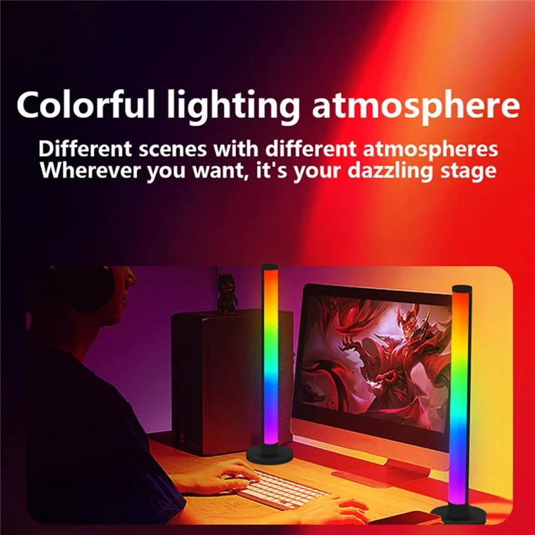 KBB-8 2Pcs Magic RGB Rhythm Pickup Lamp 180 Degree Luminous Desktop Atmosphere Light, Small Size