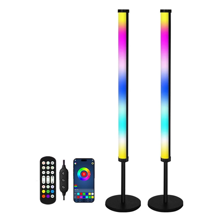 KBB-13 2Pcs Round Base RGB Desktop Atmosphere Light for PC Gaming Music Rhythm Remote Control LED Lamp