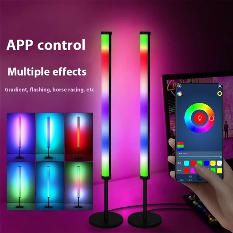 KBB-13 2Pcs Round Base RGB Desktop Atmosphere Light for PC Gaming Music Rhythm Remote Control LED Lamp
