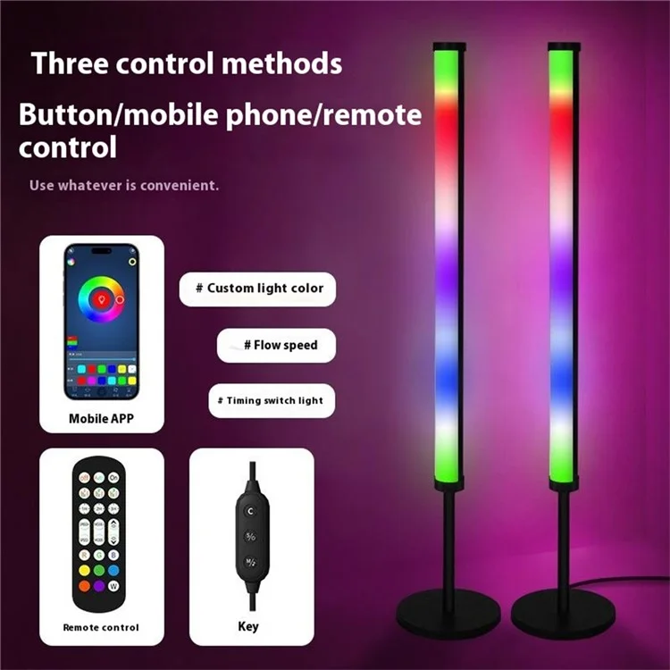 KBB-13 2Pcs Round Base RGB Desktop Atmosphere Light for PC Gaming Music Rhythm Remote Control LED Lamp