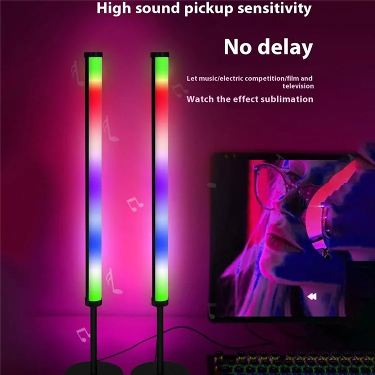 KBB-13 2Pcs Round Base RGB Desktop Atmosphere Light for PC Gaming Music Rhythm Remote Control LED Lamp