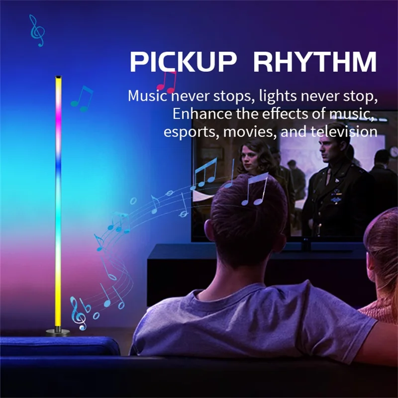 KBB-1 3-section Splicing Floor Light Wall Corner Sound Pickup RGB Atmosphere Lamp with Remote