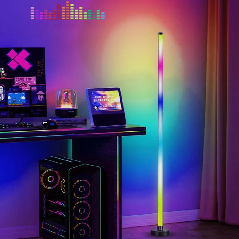 KBB-1 3-section Splicing Floor Light Wall Corner Sound Pickup RGB Atmosphere Lamp with Remote