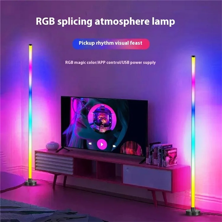 KBB-2 set of 2 3-piece floor corner light wall lamp with sound pickup, RGB atmosphere lamp with remote control