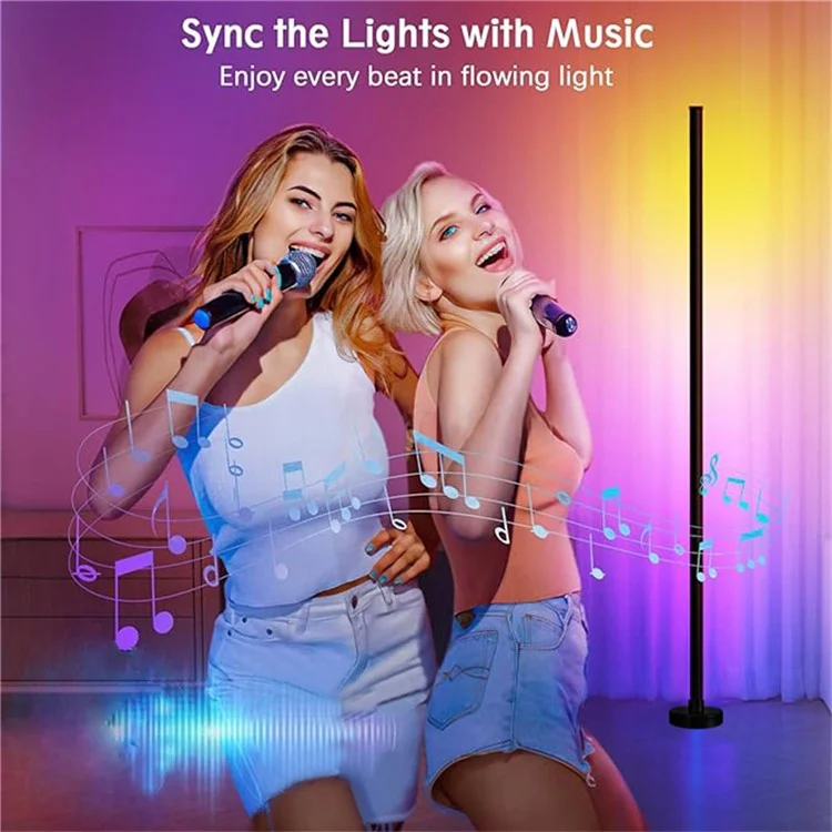 KBB-2 set of 2 3-piece floor corner light wall lamp with sound pickup, RGB atmosphere lamp with remote control