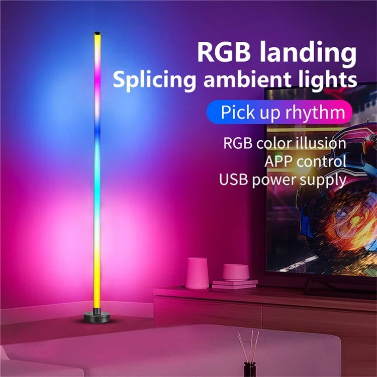 KBB-2 set of 2 3-piece floor corner light wall lamp with sound pickup, RGB atmosphere lamp with remote control