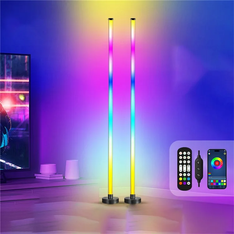 KBB-2 set of 2 3-piece floor corner light wall lamp with sound pickup, RGB atmosphere lamp with remote control