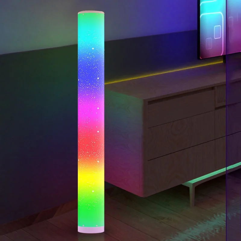 KBB-21 Star Hole Design RGB Floor Pickup Light Bedroom Living Room Cylindrical Atmosphere Lamp