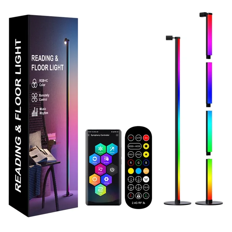 DX24021-BT Home LED Floor Lamp Reading Light Bluetooth-compatible App Control Ambient Light, EU Plug - 2.4G RF Remote Control