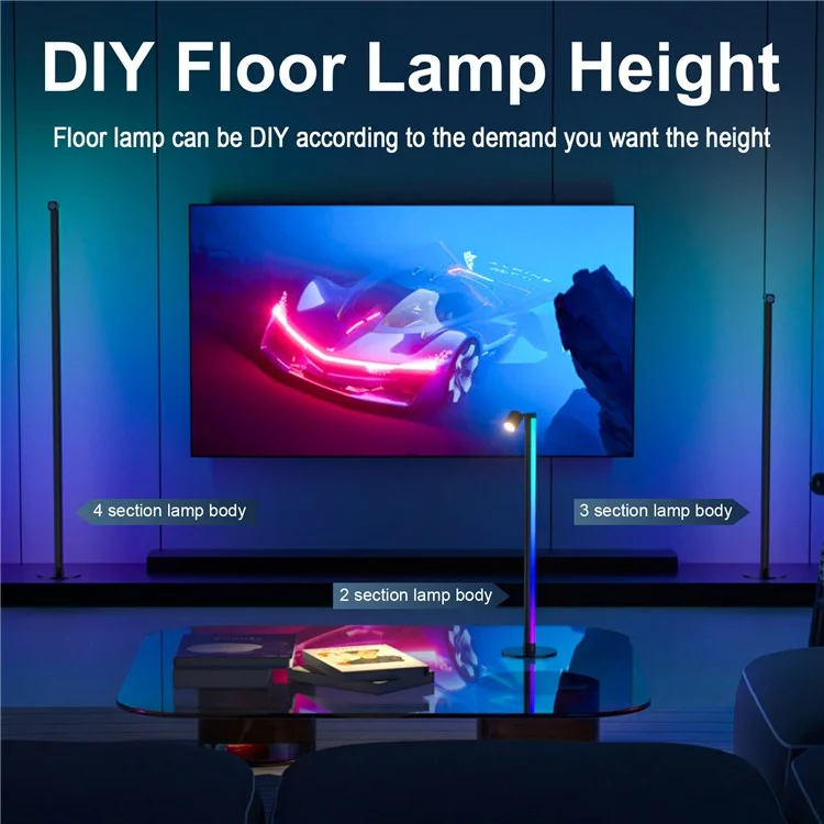 DX24021-BT Home LED Floor Lamp Reading Light Bluetooth-compatible App Control Ambient Light, EU Plug - 2.4G RF Remote Control