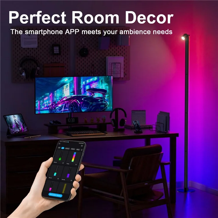 DX24021-BT Home LED Floor Lamp Reading Light Bluetooth-compatible App Control Ambient Light, EU Plug - 2.4G RF Remote Control