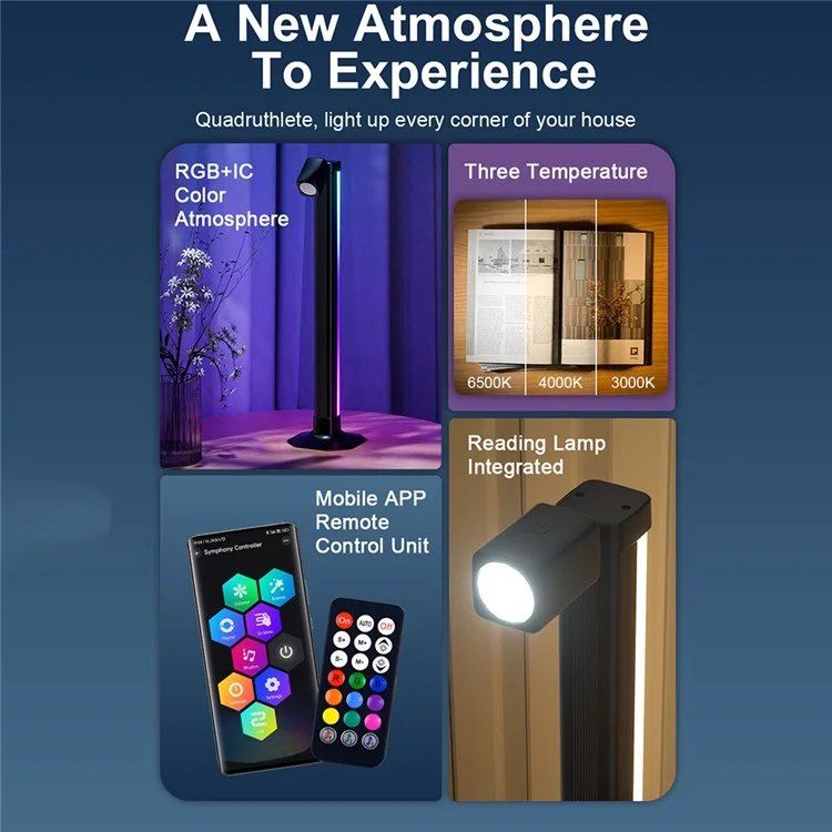 DX24018-BT Schreibtischlampe Bluetooth Ambient Light Augenschutz Musik Sync Leselampe
