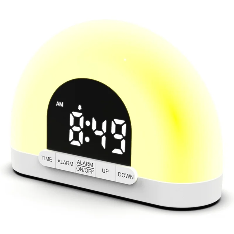 Réveil lumineux de simulation de lever de soleil, réveil numérique, veilleuse intelligente pour la chambre à coucher