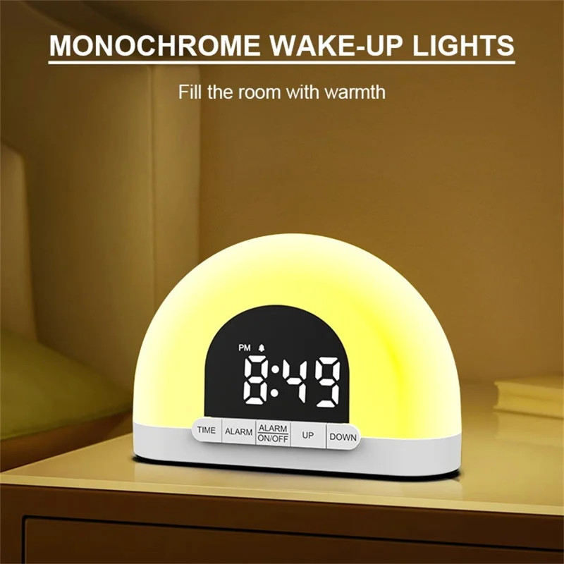 Réveil lumineux de simulation de lever de soleil, réveil numérique, veilleuse intelligente pour la chambre à coucher