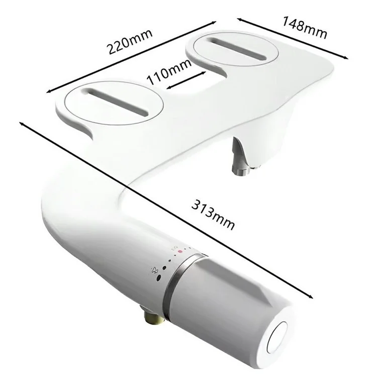 Bidet-Aufsatz mit nicht-elektrischer Dual-Düse, einstellbarem Wasserdruck und selbstreinigender Funktion für Frauen - Europa 3/8-Anschluss
