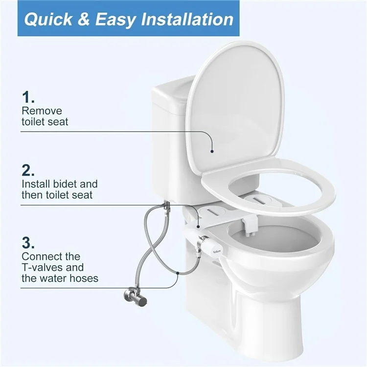 Bidet-Aufsatz mit nicht-elektrischer Dual-Düse, einstellbarem Wasserdruck und selbstreinigender Funktion für Frauen - Europa 3/8-Anschluss