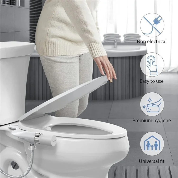Bidet-Aufsatz mit nicht-elektrischer Dual-Düse, einstellbarem Wasserdruck und selbstreinigender Funktion für Frauen - Europa 3/8-Anschluss