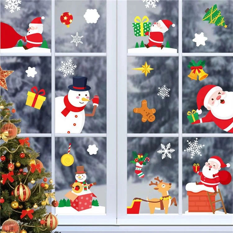 Santa Claus Electrostatic Decal Xmas Window Glass Decorative Sticker Christmas Home Party Decor - BQ001