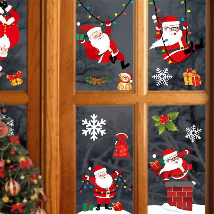 Santa Claus Electrostatic Decal Xmas Window Glass Decorative Sticker Christmas Home Party Decor - BQ001