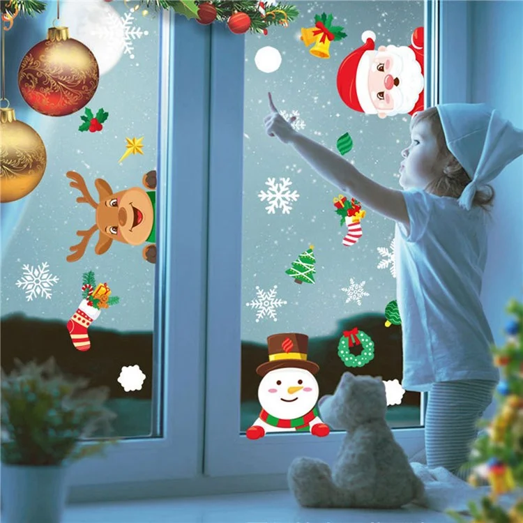 Santa Claus Electrostatic Decal Xmas Window Glass Decorative Sticker Christmas Home Party Decor - BQ001