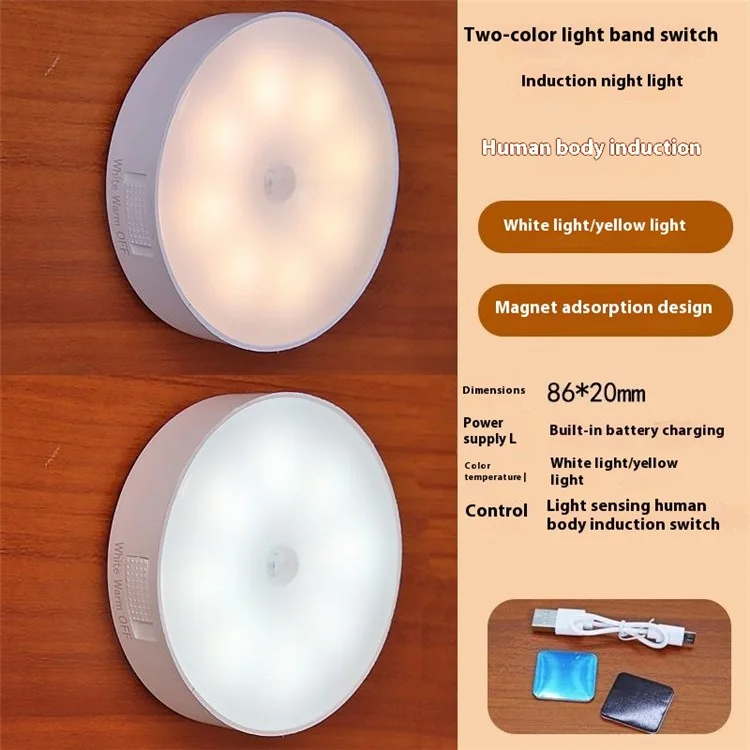 Smart Motion Sensor LED Night Light with Dual Color Modes for Bedroom