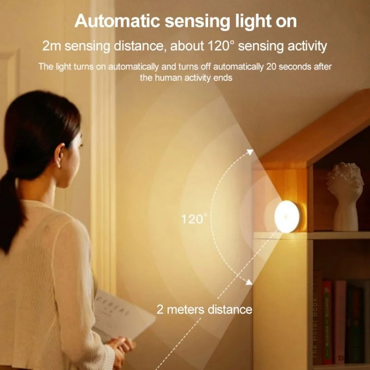 Smart Motion Sensor LED Night Light with Light Control for Bedroom - Warm Light