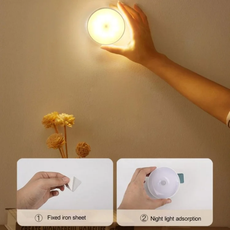 Smart Motion Sensor LED Night Light with Light Control for Bedroom - Warm Light