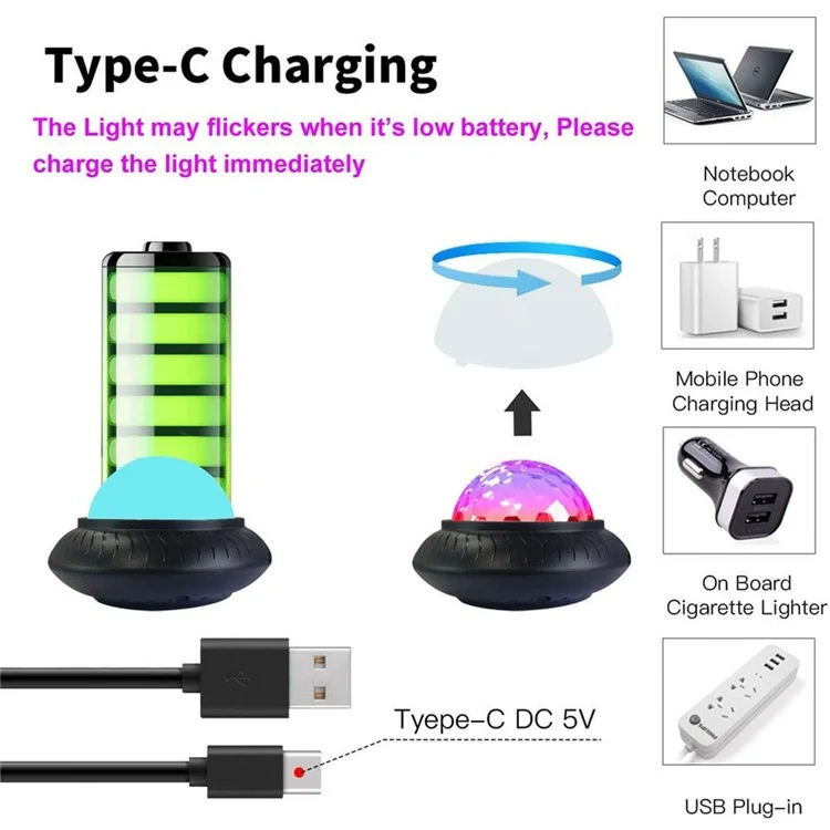 Bola de espelho G3 Luz recarregável Iluminação de palco RGB Lâmpada de festa de atmosfera rotativa