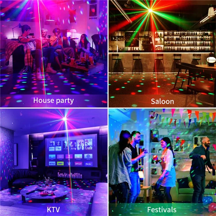 Luz de fiesta láser R13 con activación de sonido, lámpara RGB para ambiente de bar, KTV y escenario.