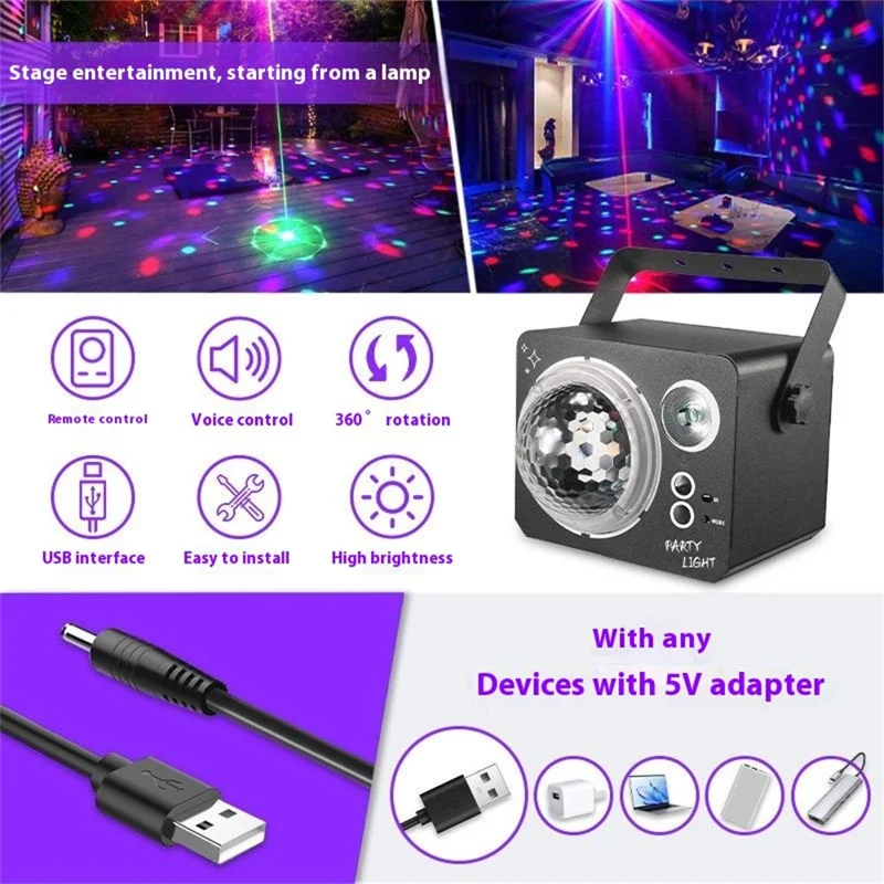 Luz de fiesta láser R13 con activación de sonido, lámpara RGB para ambiente de bar, KTV y escenario.