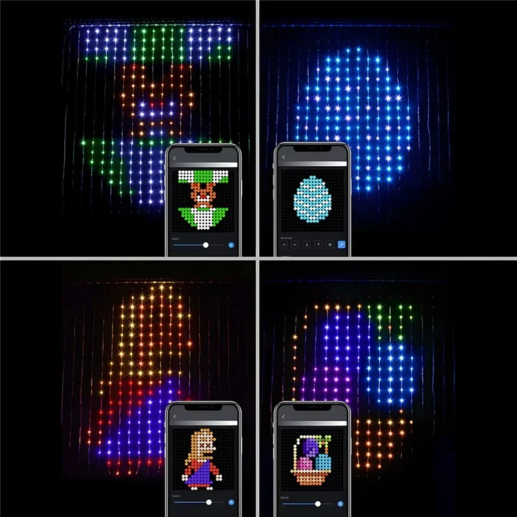 Rideau lumineux LED 2x2m 400 LEDs DIY Photo Image Lumière d'ambiance décorative