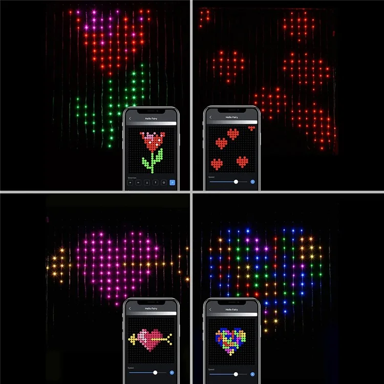 Rideau lumineux LED 2x2m 400 LEDs DIY Photo Image Lumière d'ambiance décorative
