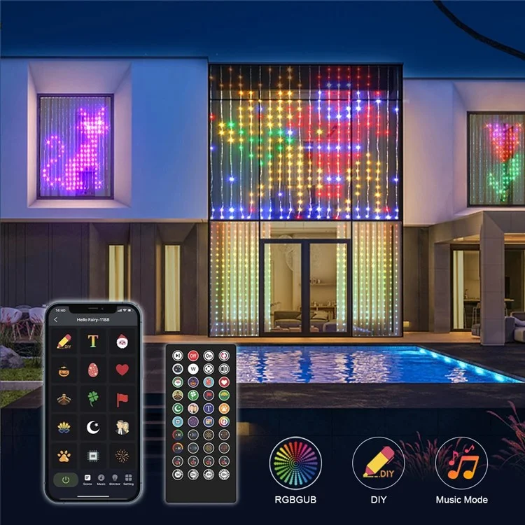 Rideau lumineux décoratif 3x3m 400 LED DIY JG-031 pour ambiance lumineuse