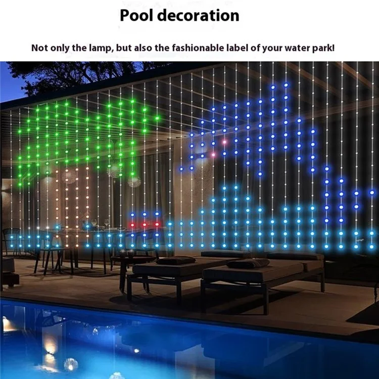 Luz de decoração de cortina programável RGB de 1,6 m x 1,6 m com 256 LEDs, controle por aplicativo DIY
