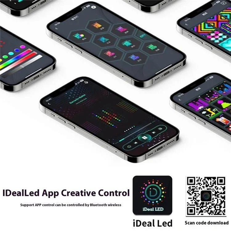 Luz de decoração de cortina programável RGB de 1,6 m x 1,6 m com 256 LEDs, controle por aplicativo DIY