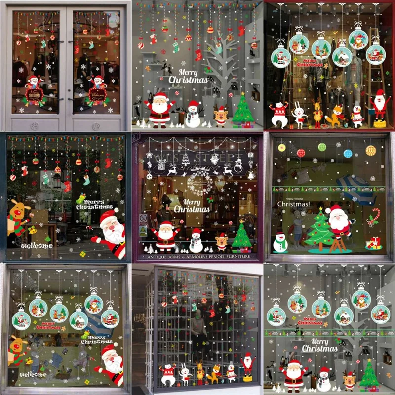 Christmas Style Electrostatic Decal Xmas Window Glass Decorative Sticker Christmas Decor - AMJ030