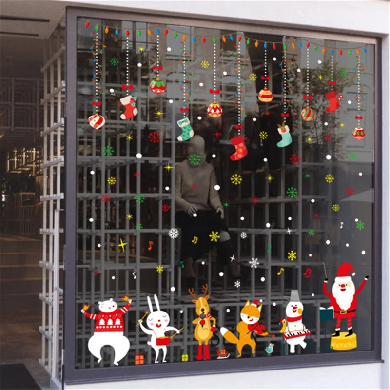 Christmas Style Electrostatic Decal Xmas Window Glass Decorative Sticker Christmas Decor - AMJ030