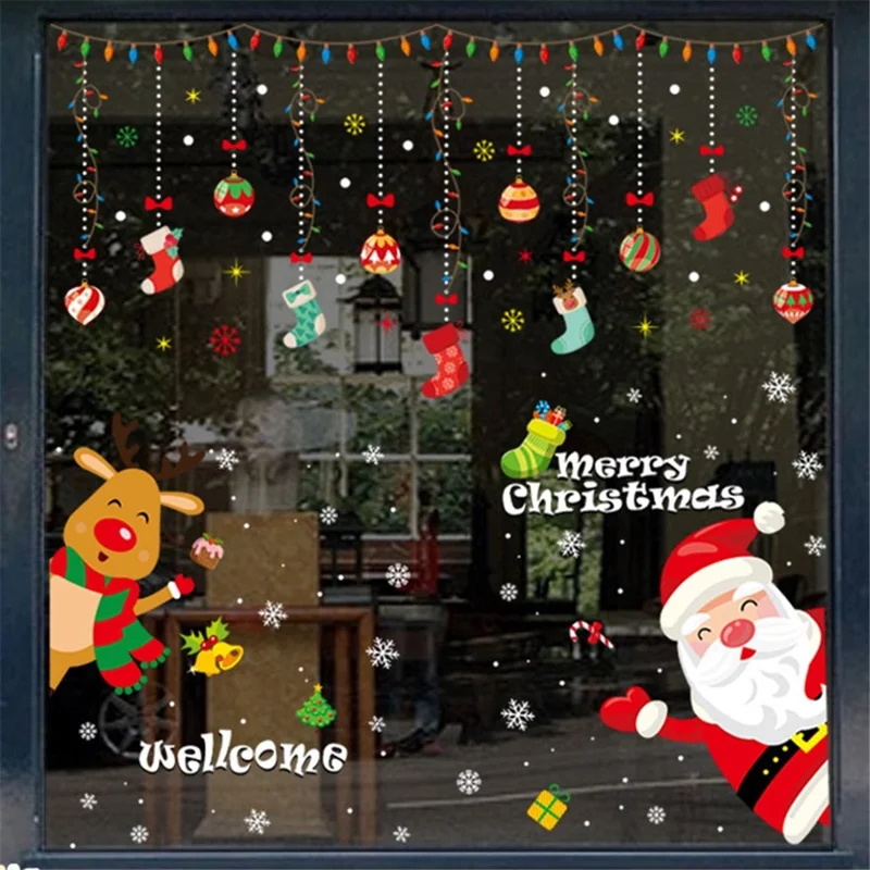 Christmas Style Electrostatic Decal Xmas Window Glass Decorative Sticker Christmas Decor - AMJ030