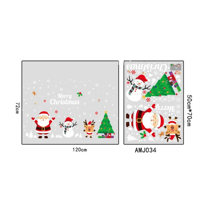 Christmas Style Electrostatic Decal Xmas Window Glass Decorative Sticker Christmas Decor - AMJ034