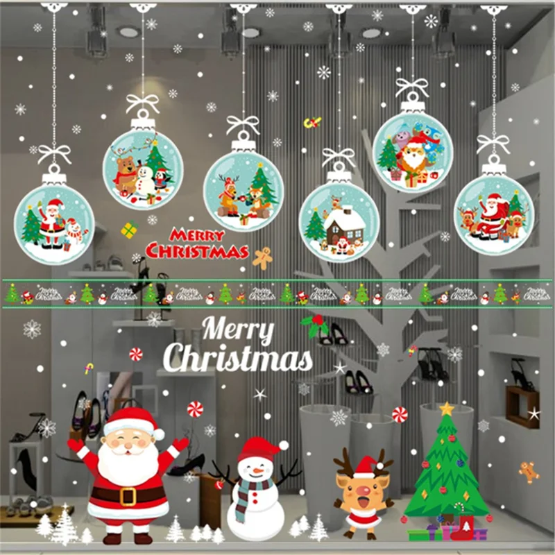 Christmas Style Electrostatic Decal Xmas Window Glass Decorative Sticker Christmas Decor - AMJ034