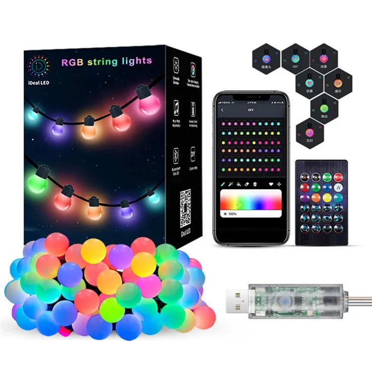 JG-005 5m 25 LED-Lichterkette, programmierbar, RGB, für den Außenbereich, Terrasse, Camping, Stimmungslicht
