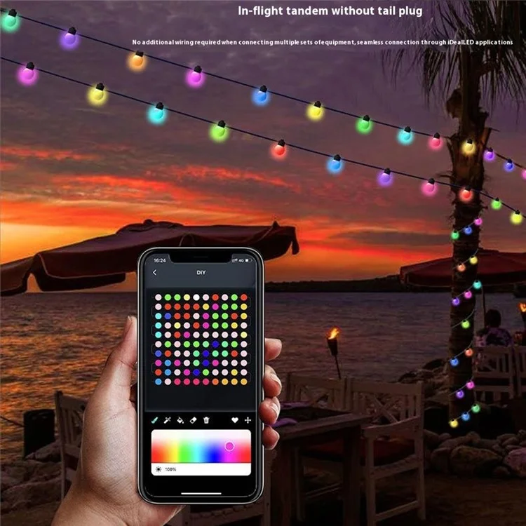 JG-005 5m 25 LED-Lichterkette, programmierbar, RGB, für den Außenbereich, Terrasse, Camping, Stimmungslicht