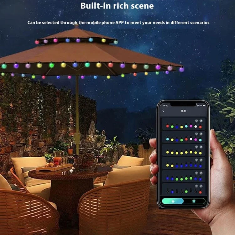 JG-005 5m 25 LED-Lichterkette, programmierbar, RGB, für den Außenbereich, Terrasse, Camping, Stimmungslicht