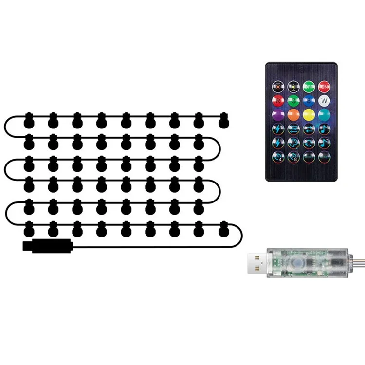 JG-005 10m 50 LEDs intelligente programmierbare Lichterkette RGB für Außenbereich, Terrasse, Camping, Ambiente-Beleuchtung
