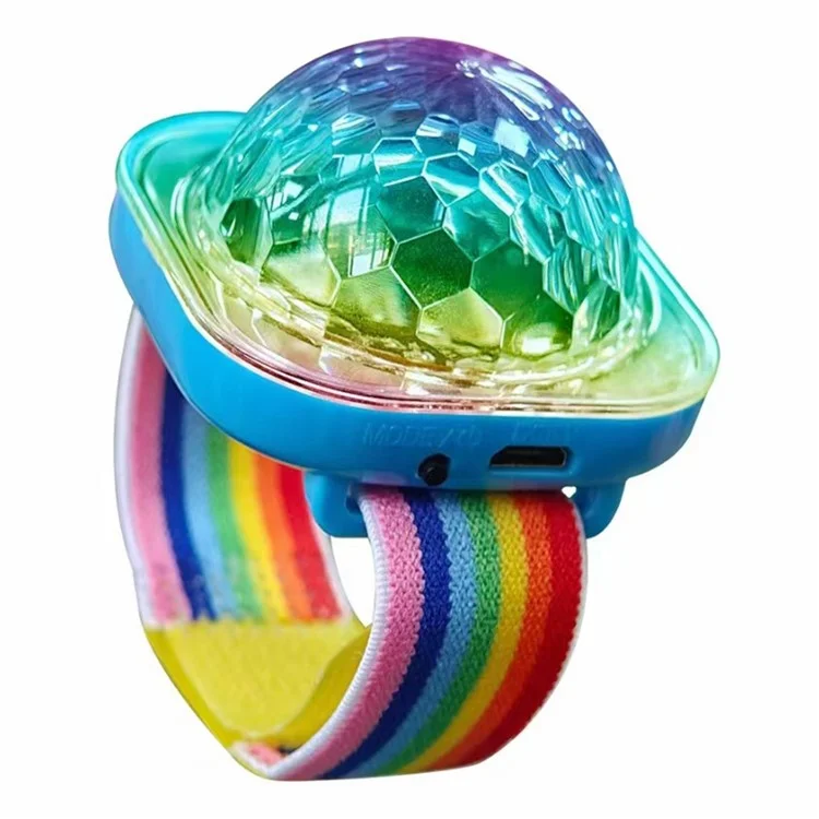 Portable Disco Ball Wristband Light Voice Activated Party Lamp USB Rechargeable Flashing Light - Blue