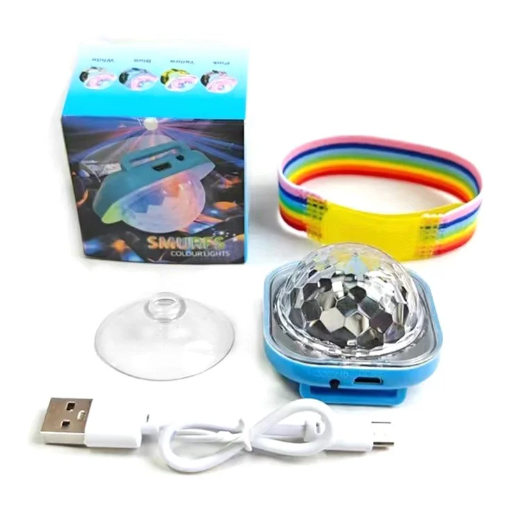 Portable Disco Ball Wristband Light Voice Activated Party Lamp USB Rechargeable Flashing Light - Blue