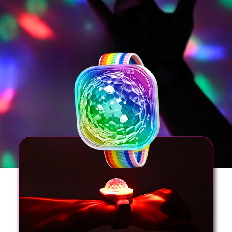 Portable Disco Ball Wristband Light Voice Activated Party Lamp USB Rechargeable Flashing Light - Yellow