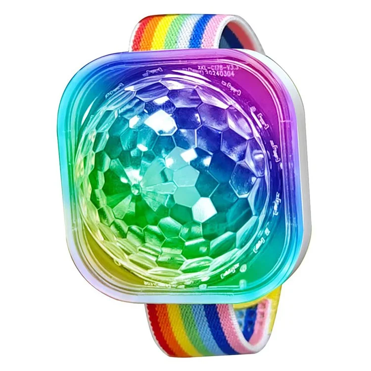 Portable Disco Ball Wristband Light Voice Activated Party Lamp USB Rechargeable Flashing Light - White